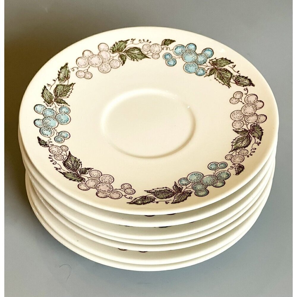 Vintage 1960s Taylor Smith & Taylor Concord Saucers Set of 7 TS&T Plates Dishes